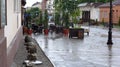 May rain in the pedestrian street of Nalchik.