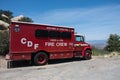 California Department of Corrections Puerta La Cruz prison Fire Crew truck is parked on the side