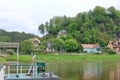 May 14 2023 - Rathen, Saxon Switzerland, Germany: Ferry in Rathen on the elbe river