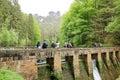 May 14 2023 - Rathen, Saxon Switzerland, Germany: Tourists at the boat rental at Amselsee in Rathen in the Saxon Switzerland Royalty Free Stock Photo