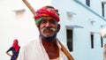 Unidentified Rajasthani old man with his walrus moustache Royalty Free Stock Photo