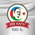 28 May, 1918 Republic Day vector poster with former president Mammademin Rasulzade