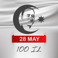 28 May, 1918 Republic Day vector poster with former president Mammademin Rasulzade