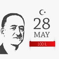 28 May, 1918 Republic Day vector poster with former president Mammademin Rasulzade