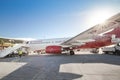 technical staff prepares and inspects the plane of the airline Russia parked at the airport of Rhodes