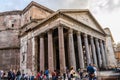 May 23, 2015 Rome, Italy: Magnificent view of famous Roman Pantheon exterior in Rome Italy