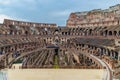 May 23, 2015 Rome, Italy: Panoramic interior view of famous Roman Colosseum in Rome Italy