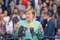 May 23, 2019 - Rostock: German Chancellor Angela Merkel at a press conference Royalty Free Stock Photo