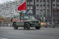 May 4, 2021, Russia, Moscow. Rehearsal of the victory parade in the Great Patriotic War. Military police car