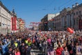 Russia, St. Petersbur, May 9 2019. National action Immortal regiment on Nevsky Prospekt Petersburg. City holiday dedicated to the Royalty Free Stock Photo