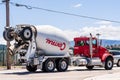 May 20, 2020 San Jose / CA / USA - Central Concrete mixer truck transporting cement to the construction site; Central Concrete