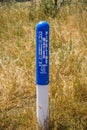 May 17, 2017, San Jose California, USA - Water Pipeline marker on the hills of Santa Teresa County Park, south San Francisco bay