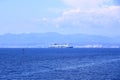 May 27 2023 - Santa Teresa Gallura, Sardinia, Italy, Mediterranean sea: Large Grimaldi Lines RoRo (Roll on off) vessel