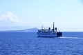 May 27 2023 - Santa Teresa Gallura, Sardinia, Italy sea: Large Ichnusa Lines RoRo (Roll on off) vessel cruising the