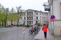 May 06 2023 - Schwerin, Mecklenburg-Vorpommern, Germany: historic buildings and city life at the old town of Schwerin Royalty Free Stock Photo