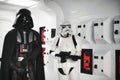 20 May 2023, St. Julians - Malta: Darth Vader and a stormtrooper from the Star Wars movie in full body armor suit costume