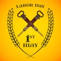 May 1st. Labor Day. crossed jackhammers Royalty Free Stock Photo