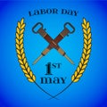 May 1st. Labor Day. Crossed jackhammers, symbol of work Royalty Free Stock Photo