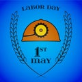 May 1st. Labor Day. Mine helmet and wheat ears Royalty Free Stock Photo