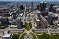 MAY 16, 2019, ST LOUIS, MO., USA - View from Gateway Arch of Old St. Louis Courthouse, Gateway Arch, site of historic Dred Scott d Royalty Free Stock Photo