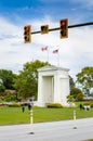 May 26, 2019 - Surrey, BC: Traffic light on road to Peace Arch Canada-USA border