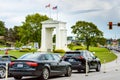 May 26, 2019 - Surrey, BC: Traffic lineup for US border at Peace Arch Park.