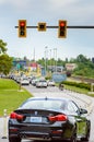 May 26, 2019 - Surrey, BC: Traffic lineup for US border at Peace Arch Park.