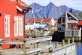 May 29 2022 - Svolvaer, Lofoten, Norway: View of the city on the Lofoten islands, beautiful bright landscape, traditional red