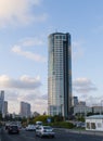 23 May 2017. Tel Aviv. Ayalon highway against city line and towers. Israel Royalty Free Stock Photo