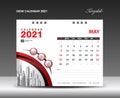 2021 Calendar design. May 2021 template. Desk calender page. week starts on sunday. planner. simple. business printing Royalty Free Stock Photo