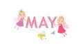 May text with cute fairy tale. May and spring time Royalty Free Stock Photo