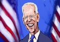 May 25th 2021 : caricature of Joe Biden in pen marker and pastel painting , the president of the United States of America in front