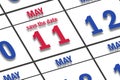 may 11th. Day 11 of month, Date marked Save the Date on a calendar. spring month, day of the year concept