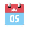 may 5th. Day 5 of month,Simple calendar icon on white background. Planning. Time management. Set of calendar icons for web design Royalty Free Stock Photo