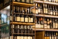 11 may 2023, Time Out market, Lisbon, Portugal - Wine shop - different wine bottles Royalty Free Stock Photo