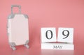 May 09, time for a spring holiday or travel, vacation calendar Royalty Free Stock Photo