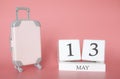 May 13, time for a spring holiday or travel, vacation calendar Royalty Free Stock Photo