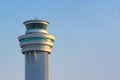 2017 May 09. Tokyo Japan. air traffic control tower of Haneda airport with evening sun light on clearly sky Royalty Free Stock Photo