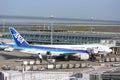 2017 MAY 09. TOKYO JAPAN. ANA airline airplane parking at HANEDA international airport Royalty Free Stock Photo