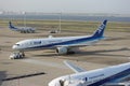 2017 MAY 09. TOKYO JAPAN. ANA airline airplane parking at HANEDA international airport. Royalty Free Stock Photo