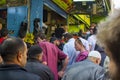 Tourists and locals negotiating a narrow street in Jerusalem