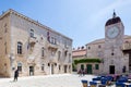 08 MAY 2019, Trogir, Croatia. The Clock Tower and City Loggia Royalty Free Stock Photo