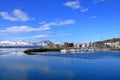 May 28 2022 - Tromso, Norway: picturesque harbor at Tromso in far northern Norway in summer, with colorful boats