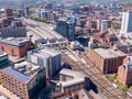 May 2020, UK: Leeds Train Station - Aerial View from above