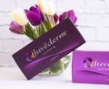 May 4 May 2022 Ukraine city Kyiv box of filler Juviderm, tulip flower