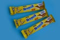 May 6, 2023 Ukraine city Kyiv Nesquik chocolate from Nestle studio on a colored background