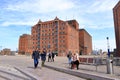 May 05 2023 - Wismar, Mecklenburg-Vorpommern, Germany: Scenic summer outdoor view of the Old Port pier town architecture with