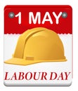 1 may world Happy labour day vector label with calander. background white Vector Illustration