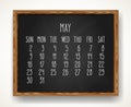 May year 2021 hand drawn black chalkboard calendar Royalty Free Stock Photo