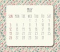 May year 2019 monthly calendar